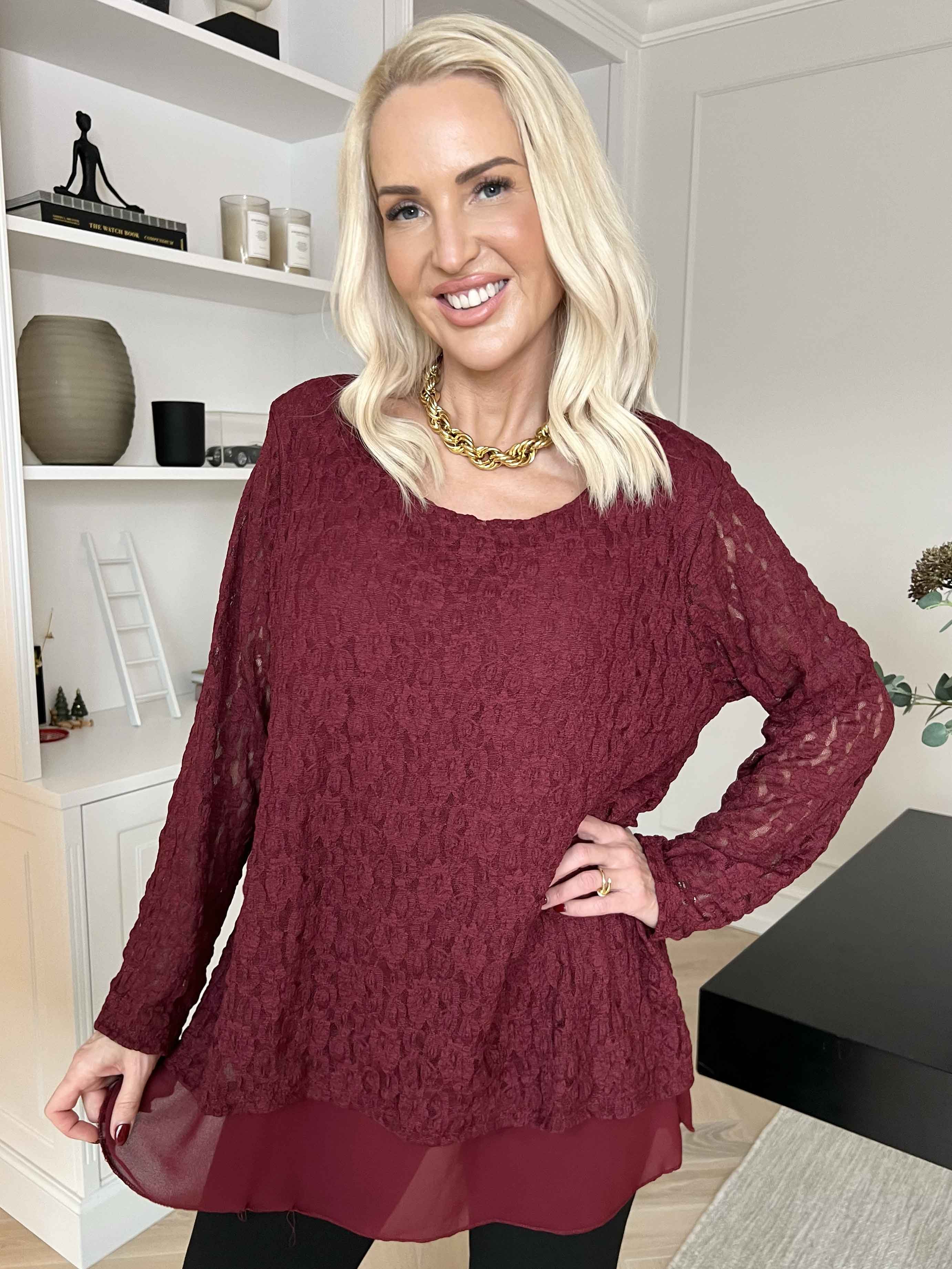 Candidas - Sød blondetunika med chiffonlag